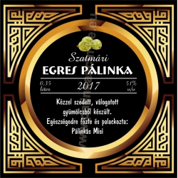 Egres pálinka címke - "Gatsby"