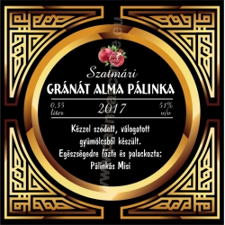 Gránátalma pálinka címke - "Gatsby"