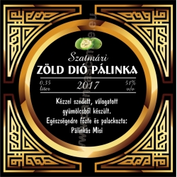 Zöld dió pálinka címke - "Gatsby"