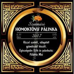 Homoktövis pálinka címke - "Gatsby"