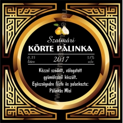 Körte pálinka címke - "Gatsby"