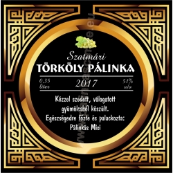 Törköly fehér pálinka címke - "Gatsby"