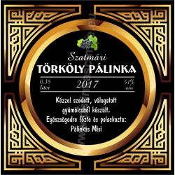 Törköly kék pálinka címke - "Gatsby"