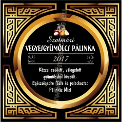 Vegyesgyümölcs pálinka címke - "Gatsby"