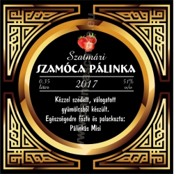 Szamóca pálinka címke - "Gatsby"