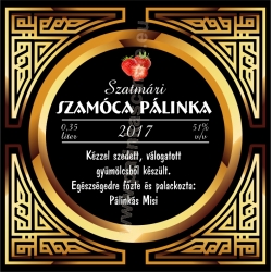 Szamóca pálinka címke - "Gatsby"