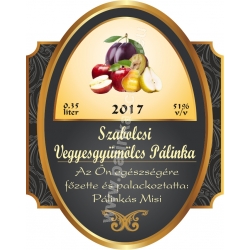 Vegyesgyümölcs pálinka címke - "Elite"