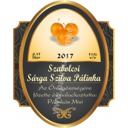 Sárga szilva pálinka címke - "Elite"