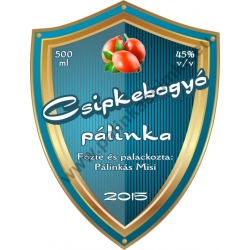 Csipkebogyó pálinka címke - "Blueshield"