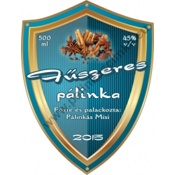 Fűszeres pálinka címke - "Blueshield"