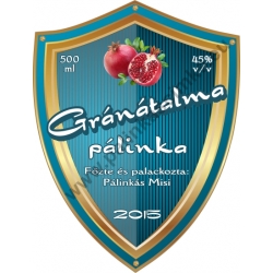 Gránátalma pálinka címke - "Blueshield"