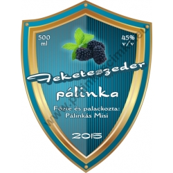 Feketeszeder pálinka címke - "Blueshield"