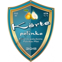 Körte pálinka címke - "Blueshield"