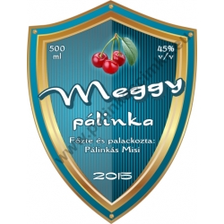 Meggy pálinka címke - "Blueshield"