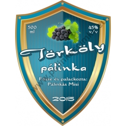 Törköly kék pálinka címke - "Blueshield"