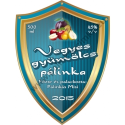 Vegyes gyümölcs pálinka címke - "Blueshield"